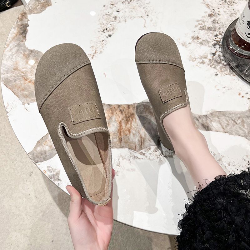 Retro soft sole single 2024 new fashion all flat women's a slip-on bean shoes_voghion.com