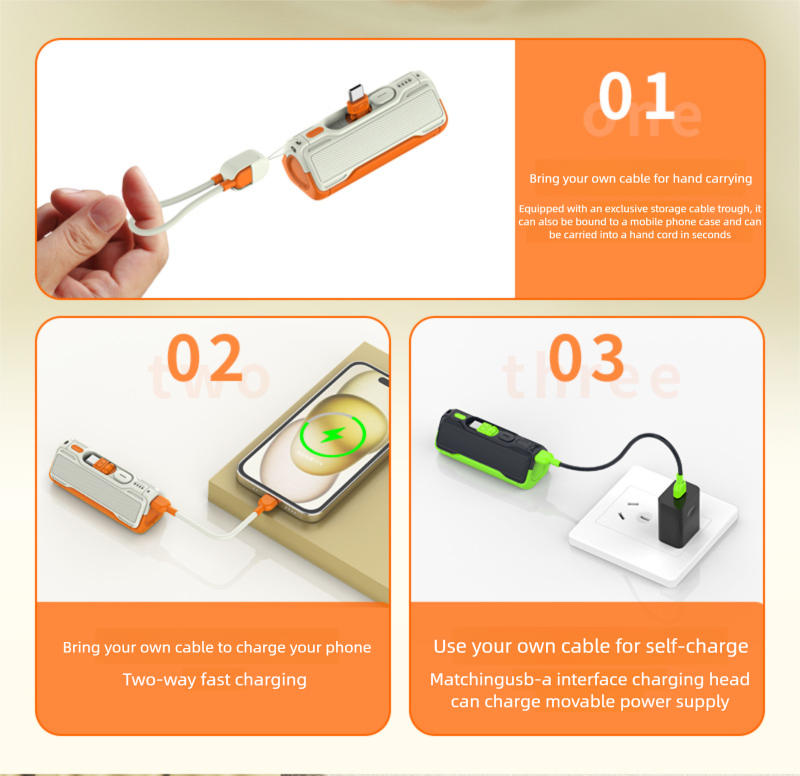 Mini banco de cápsulas de bolso de emergência para presente 5000mAh com cabo integrado, carregamento rápido e fonte de alimentação móvel_voghion.com