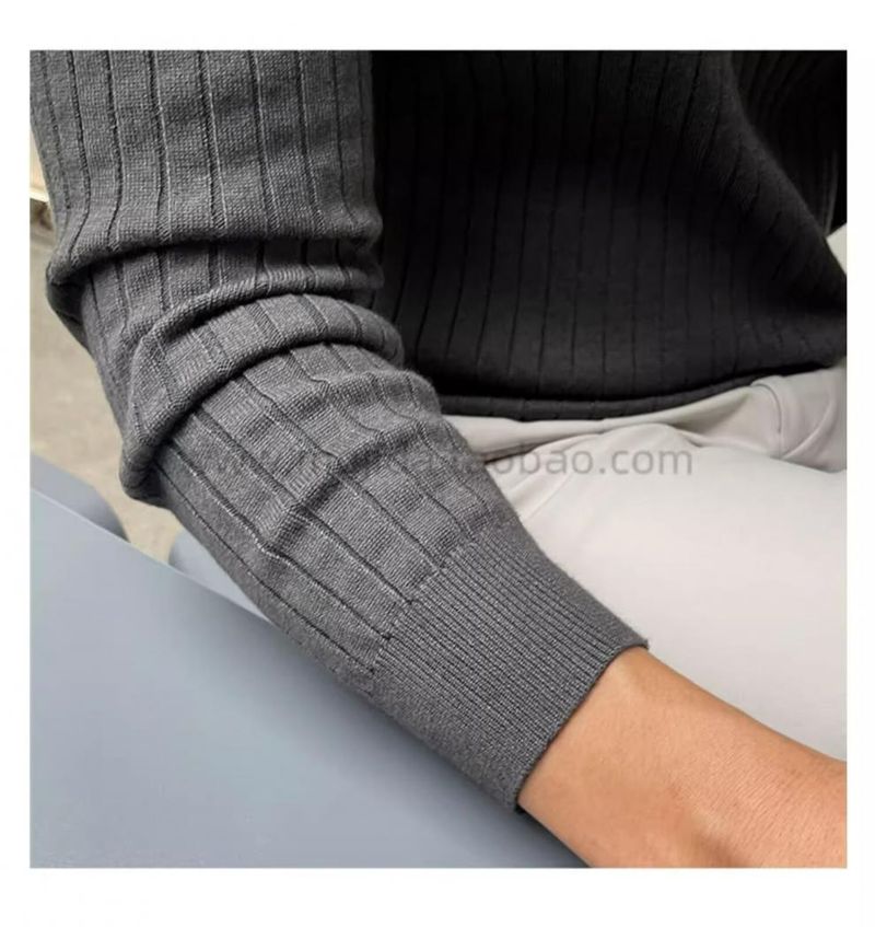 Maglione lavorato a maglia a maniche lunghe con colletto alla coreana in stile primaverile e autunnale, t-shirt slim fit versatile e alla moda, molto venduta per uomo_voghion.com