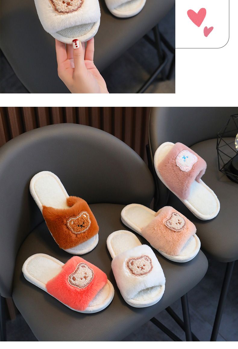2023 Kinder-Baumwollschuhe für Herren und Damen, lässig, Cartoon-Bär, süß, rutschfest, bequem, Mao Mao-Baumwollpantoffeln mit dicker Sohle_voghion.com