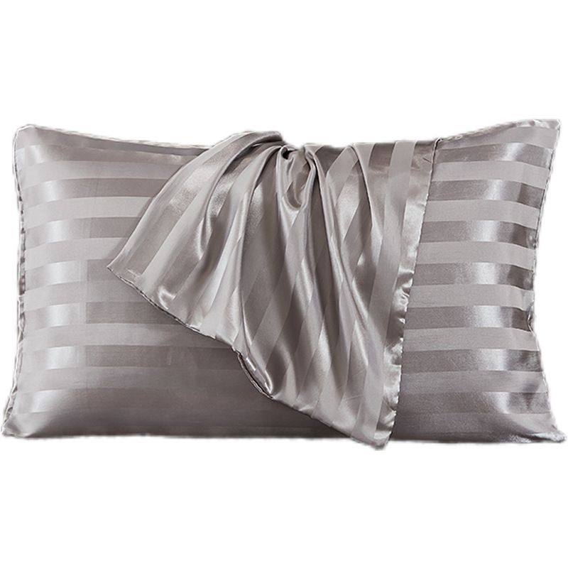 Kissenbezug-Set mit Satinstreifen – luxuriöser Satin-Kissenbezug mit Hotelverschluss (seidenweich, knitterfrei, Queen-Size, 2er-Pack, Weiß und Gold)_voghion.com