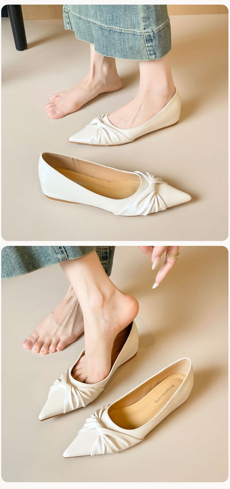 Innenhöhe erhöhen Französisch spitz einzelne Schuhe Damen Herbst flacher Mund schöne nicht müde Fuß Temperament Ladyshoes_voghion.com