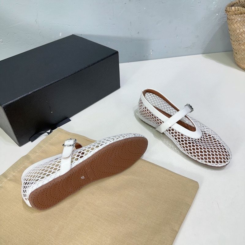 One-Strap Ballet For Women New Spring New Flat Breathable Hollow Mary Jane Single Fishnet Shoes_voghion.com