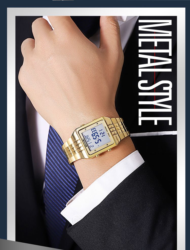 Digitale Uhr Mode Elektronische Uhren Für Herren Frauen Wasserdicht Edelstahl Streifen Stoppuhr Armbanduhr Reloj Hombre_voghion.com