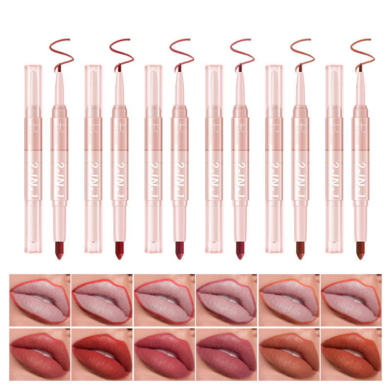 Pudaier Multi Color Mouth Red Lip Pen Farbloser matter Doppelkopf-Lippenstift Lipliner Makeup_voghion.com