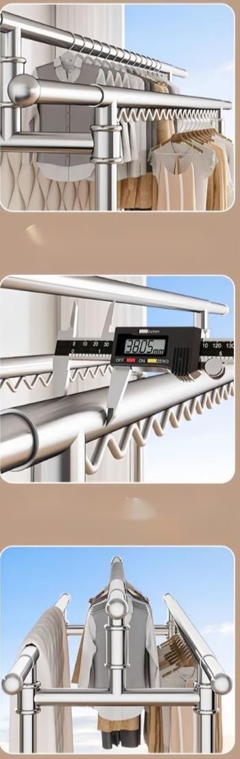 Molensige 304 Laser Full Welding Thickened Stainless Steel Telescopic Clothes Rustproof Balcony Dormitory Drying Rack_voghion.com