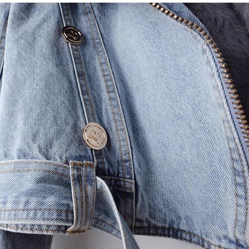 Ruházat Fox Rabbit Fur er Denim női rövid felső parti dzseki_voghion.com
