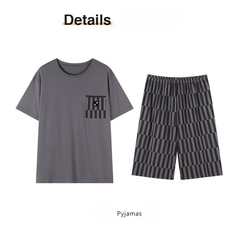 Heren zomer pyjama met korte mouwen en puur katoen, nieuw los en dun ontwerp, plus size huispak, modieus en comfortabel - 4XL_voghion.com