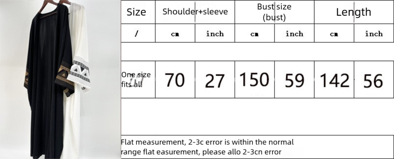 Bestickter Damen-Cardigan, Abaya-Kleid mit Fledermausärmeln und muslimischer Stickerei_voghion.com