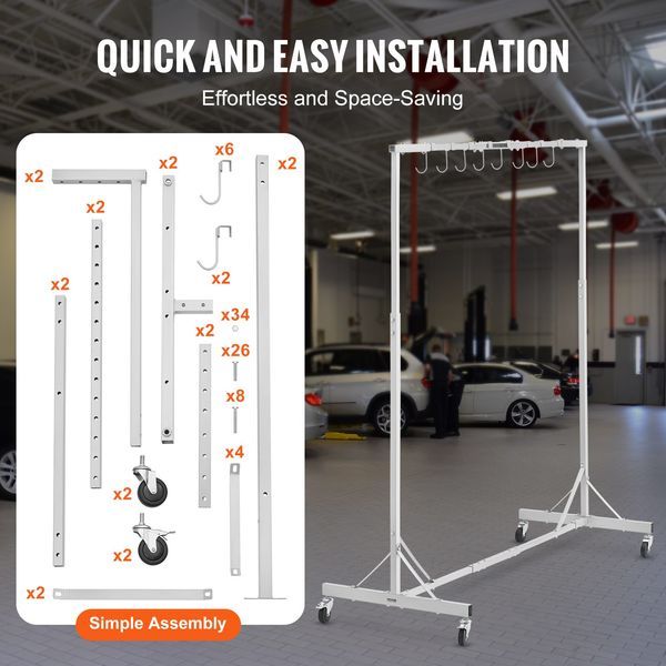 Newly Upgraded! Painting Rack Adjustable Paint Hanger 8 Hooks Auto Body Painting Stand_voghion.com