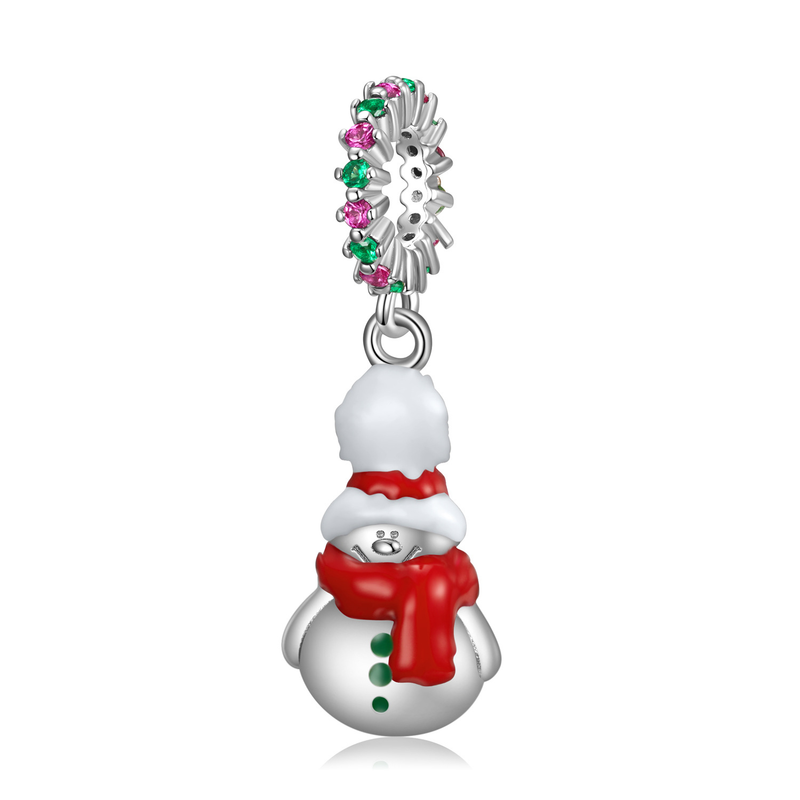 Ciondolo fai da te Ciondolo pupazzo di neve di Natale Collana braccialetto smaltato in argento sterling Accessori fai da te Ornamenti natalizi_voghion.com