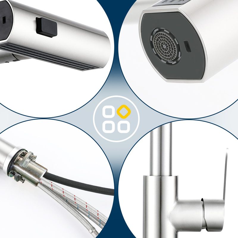 Glitzerlife Wasserhahn Küche Küchenarmatur Ausziehbar - Mischbatterie Mit Brause Spültischarmatur 360° Drehbar Edelstahl Mit 3 Strahlarten Gebürsteter Schwarz_voghion.com