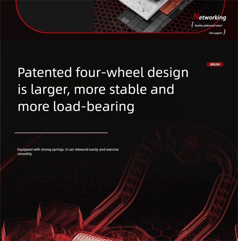 Supporto per gomito con rimbalzo automatico, ruota per muscoli addominali a quattro ruote, attrezzatura per il fitness per la perdita di grasso addominale per uso domestico_voghion.com