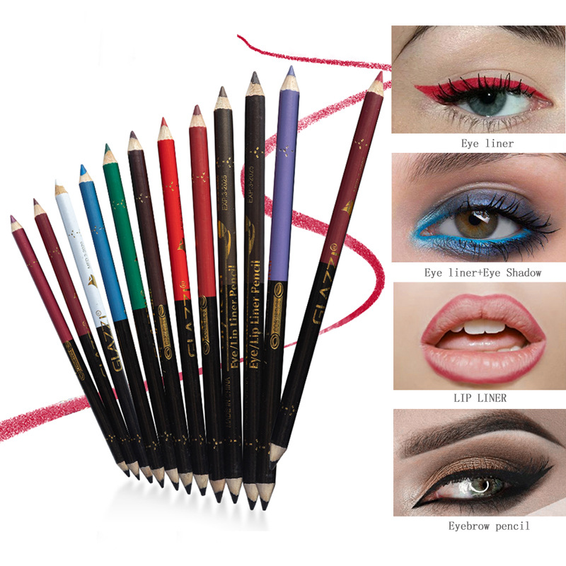 GLAZZI Lipliner Eyeliner Doppelkopf wasserfester Augenbrauenstift mit Messerhobel Make-up-Stift_voghion.com