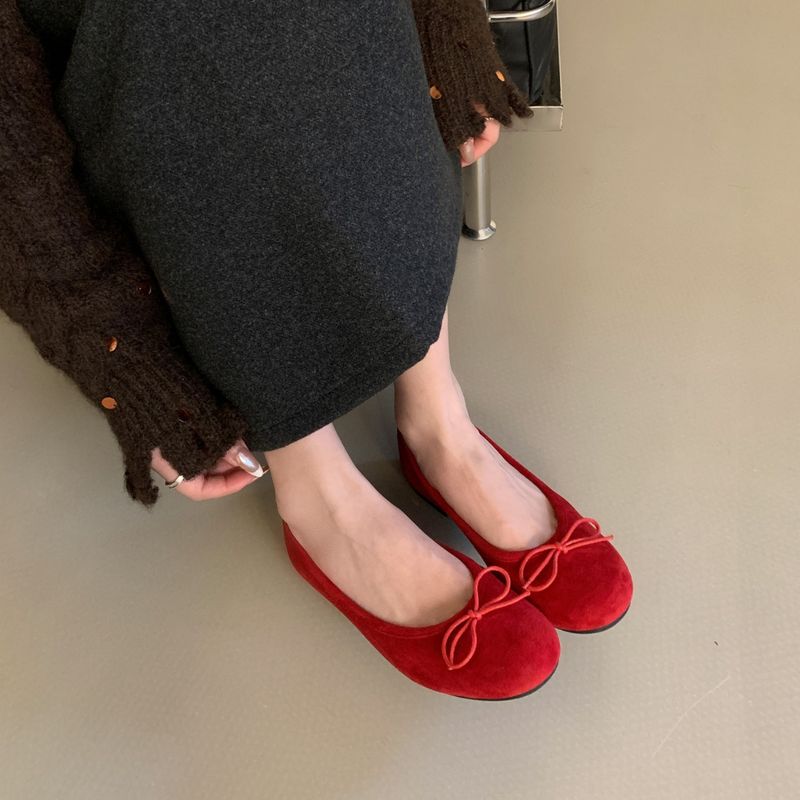 Płaskie buty damskie w stylu francuskim z kwadratowym noskiem, 2025, nowe, z kokardą z płytkiego materiału, aksamitne, pojedyncze, uniwersalne i wygodne, z nadrukiem w panterkę_voghion.com