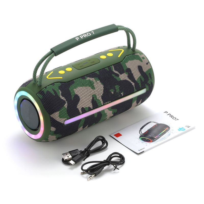 Subwoofer portabil pentru exterior P PRO7, cu lumină colorată Bluetooth BOOMBOX, difuzor dual, cu lumină, pentru exterior_voghion.com