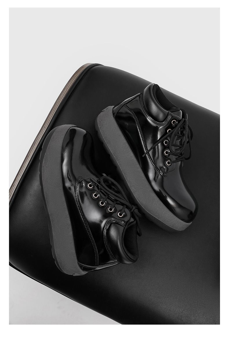 Men's Chunky Derby Boots Retro Motorcycle Style High Top Martin Boots In Yellow/Black/Brown - Fashionable & Comfortable_voghion.com