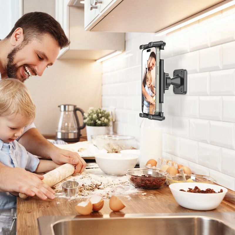 Mount, 360° Rotation Tablet Holder Stand, Sturdy Base, Kitchen Wall Mount Compatible With IPad/iPhone/All 4.7-15 Inch_voghion.com