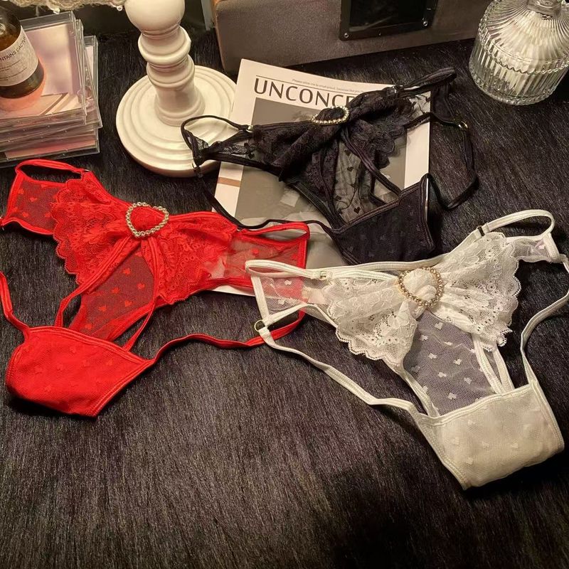 LuvBox New European And American Style Shiny Hollow Lace Sexy Heart Diamond Decoration Fashion Breathable Seamless Women's_voghion.com