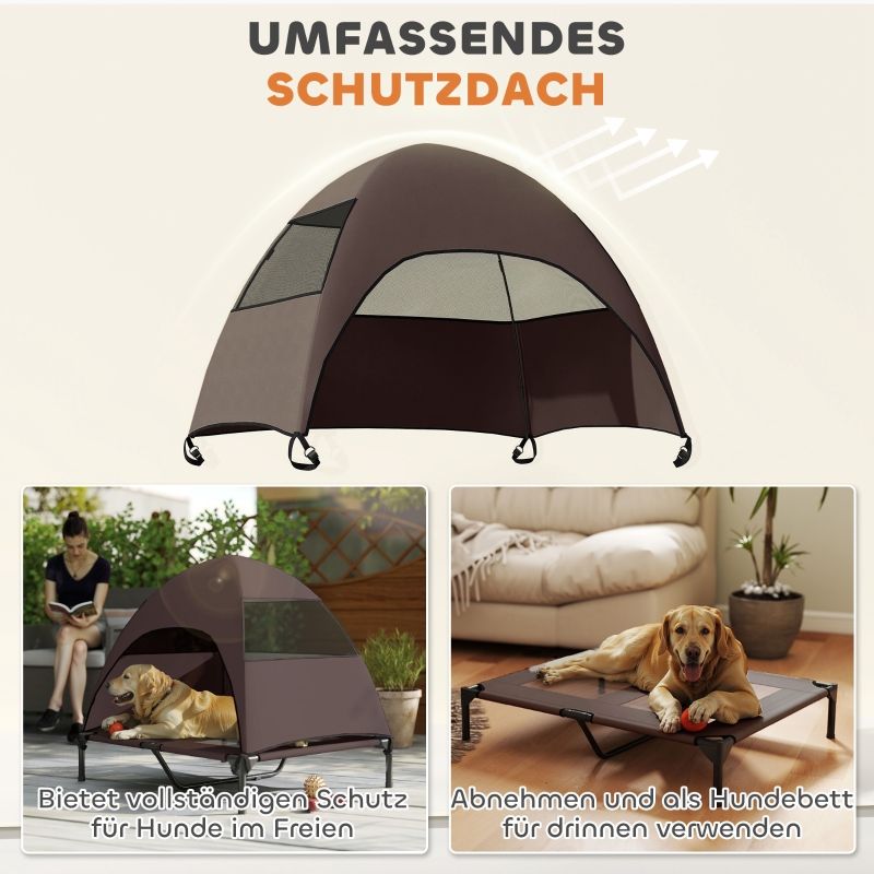 Hundeliege Outdoor Mit Dach Für Grosse Hunde, 91x90cm, Kaffee_voghion.com