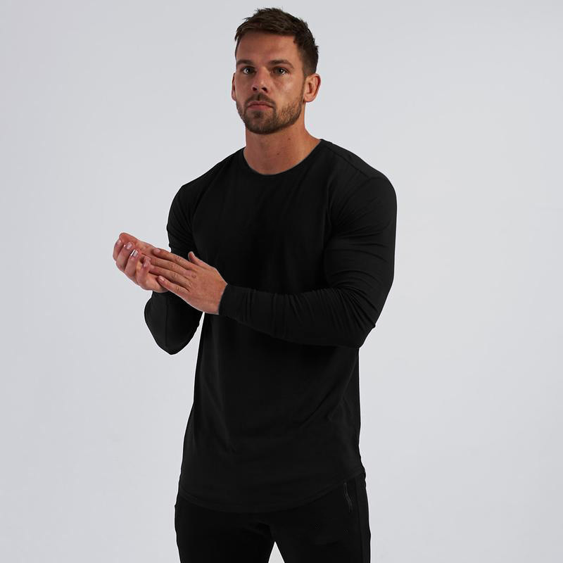 Camicia base tendenza da uomo a maniche lunghe sportiva slim in puro cotone traspirante con fondo tondo_voghion.com