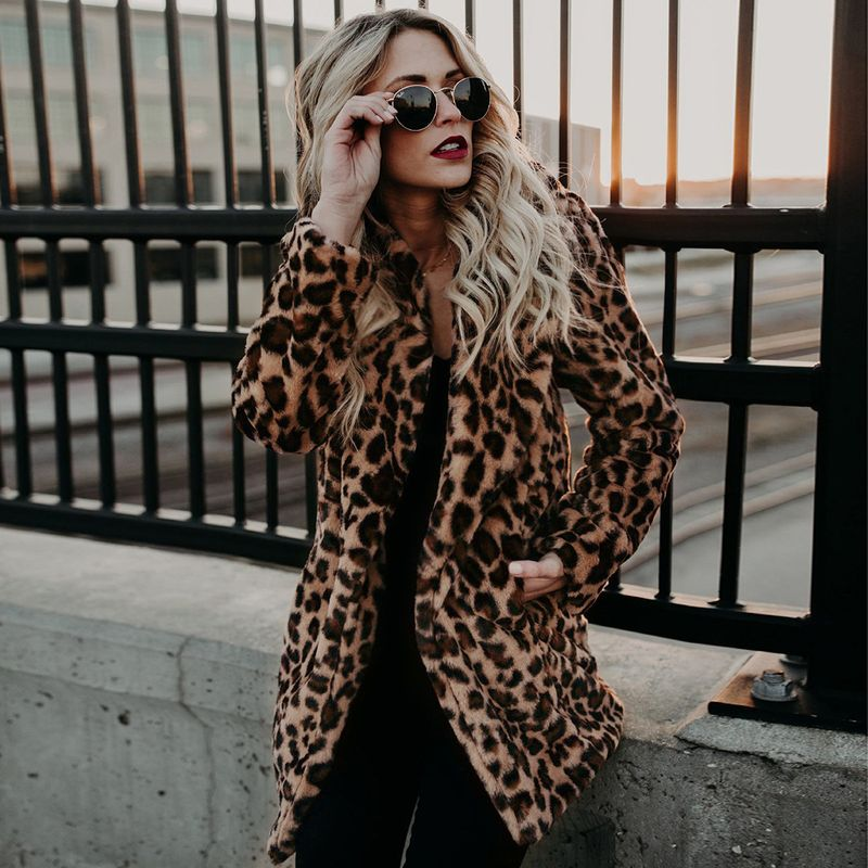 Winter Warme Mode Leopardenfell Damen Mantel Revers Jacke_voghion.com