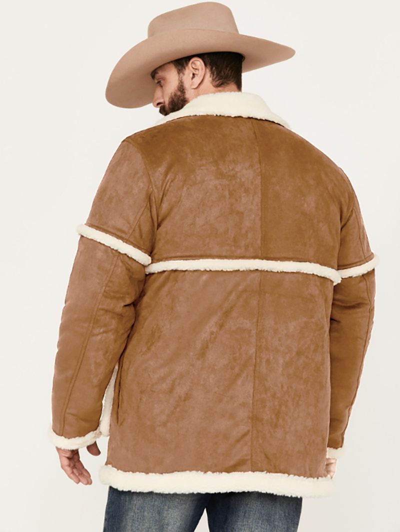 Giacca da uomo foderata in pile, stile britannico, autunno inverno, 2024, con collo rovesciato, in montone, per il commercio estero_voghion.com