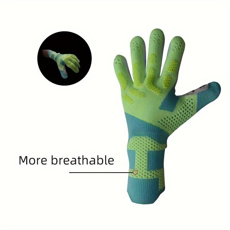 1pc Green Football Goalkeeper Gloves, Breathable And Comfortable, Training & Match Wear, Latex Material, Pull-On_voghion.com
