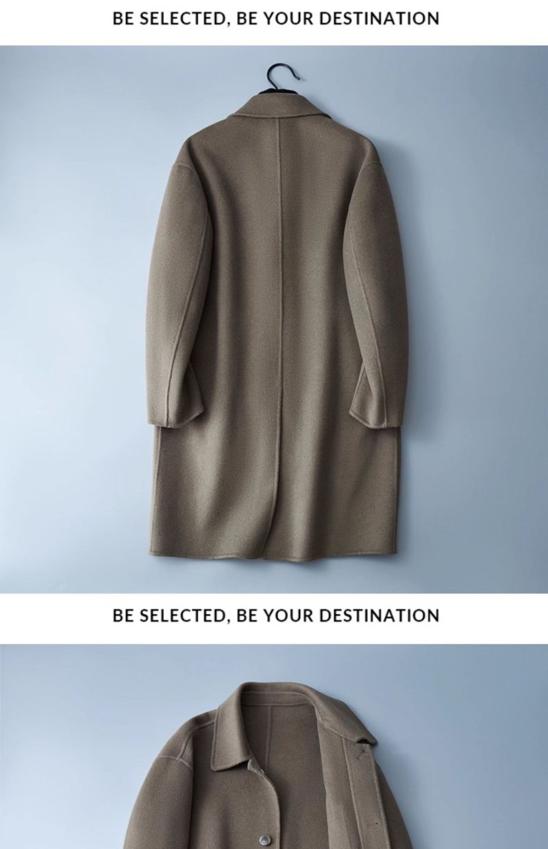 Double-Sided Wool Cashmere Mid-Length Autumn Casual High-End Woolen Trench Coat Men's Fashion_voghion.com