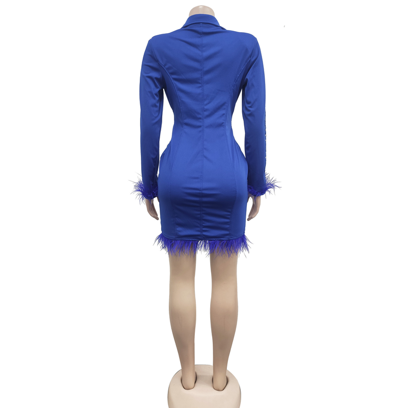 Abbigliamento donna moda abito cavo da donna con scollo a V a maniche lunghe a doppio petto con nappe_voghion.com