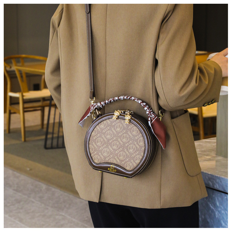 Borsa per torta rotonda Borsa a tracolla diagonale da donna piccola borsa rotonda Borsa moda autunno e inverno_voghion.com