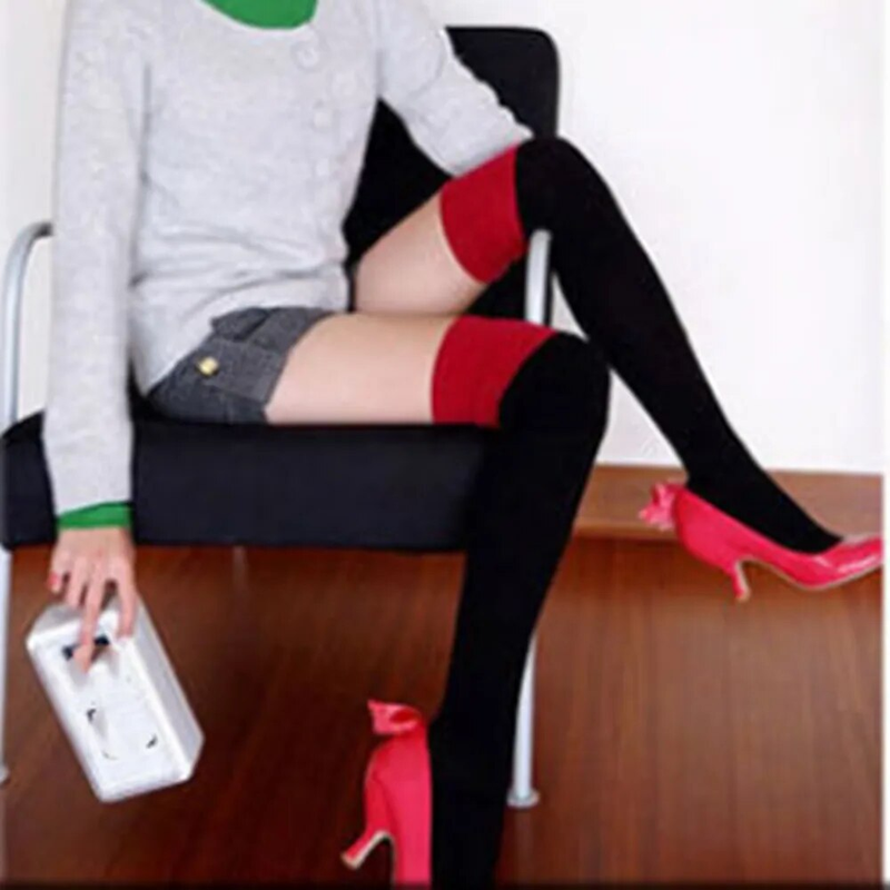 Donna primavera autunno sottile lungo tubo alto lavorato a maglia calzino calzini di cotone W020_voghion.com