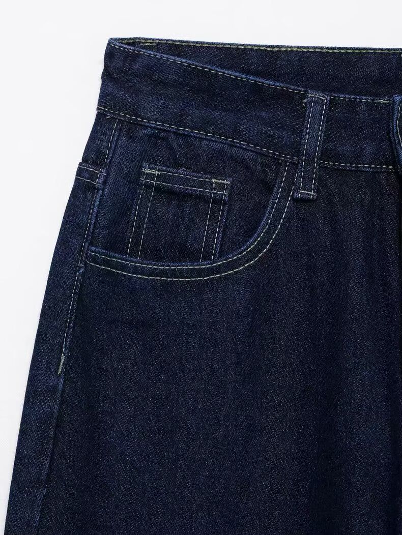 Abbigliamento da donna, cintura, giacca con risvolto, pantaloni a gamba larga in denim_voghion.com