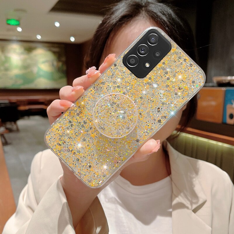 Glänzende Glitzer Gypsophila Handyhalter Hülle für Samsung Galaxy A12 A22 A32 A42 A52 A72 A13 A23 A33 A53 A73 4G 5G Silikon_voghion.com