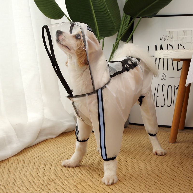New Pet Dog Four-Legged Hooded Waterproof Full Coverage Raincoat For Golden Retrievers, Teddy Dogs, Large, Medium, And_voghion.com