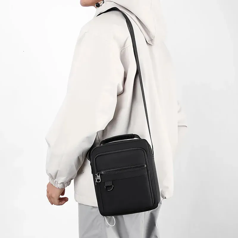 Borsa a tracolla messenger per uomo, casual, Oxford, piccola, con cerniera, semplice, mini borsa per telefono, spalla laterale da uomo 250614l_voghion.com