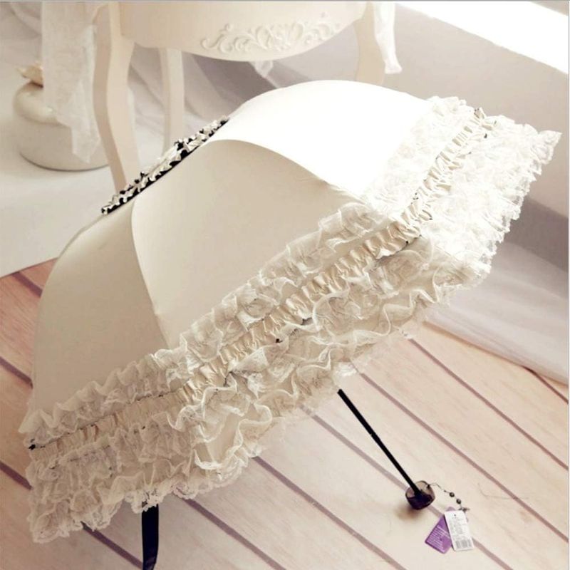 Lace UV Parasol - Windproof Folding|Sun/Rain Dual Protection_voghion.com