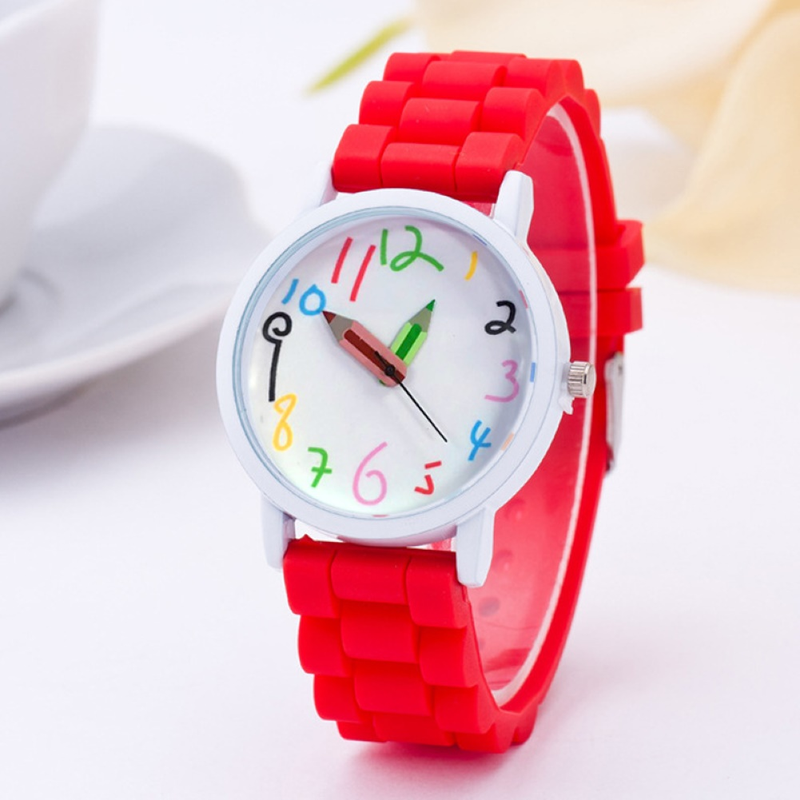 Yamaler Fashion Children Kids Arabic Numerals Pencil Analog Display Quartz Wrist Watch_voghion.com