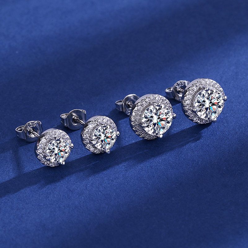 High Carbon Diamond Round Earrings For Women - Silver Plated Fashion Jewelry (Hot Selling Ladies Accessories)_voghion.com
