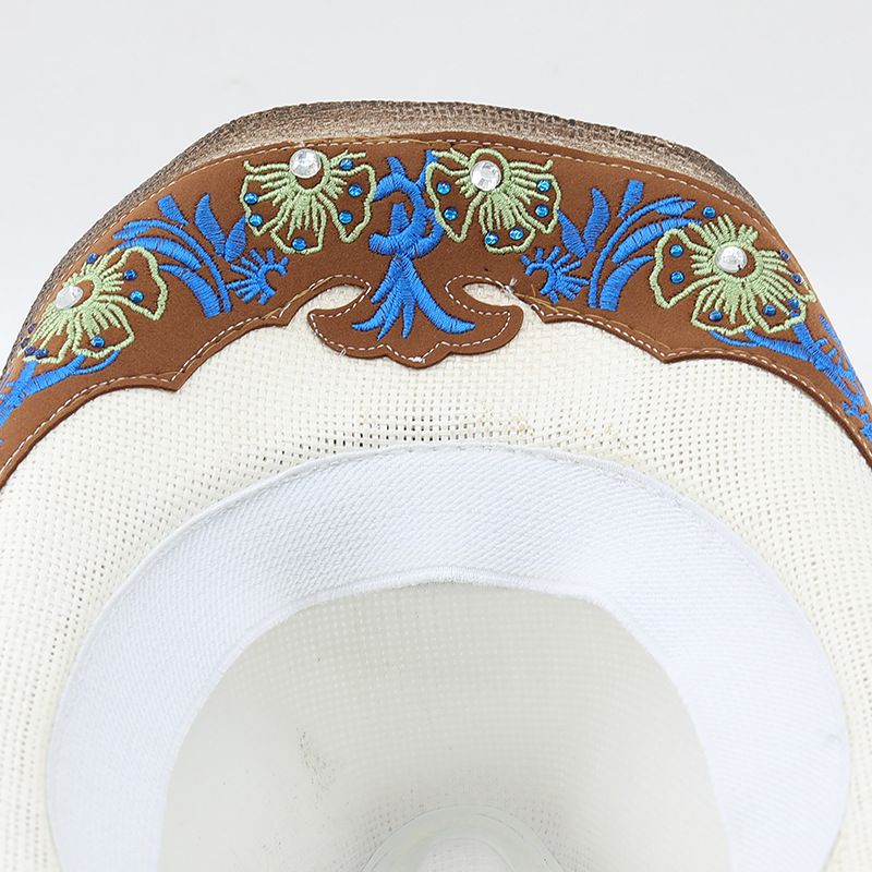 Sombrero vaquero americano estilo western con parte superior de paja panamá, nuevo de verano, para hombre y mujer._voghion.com