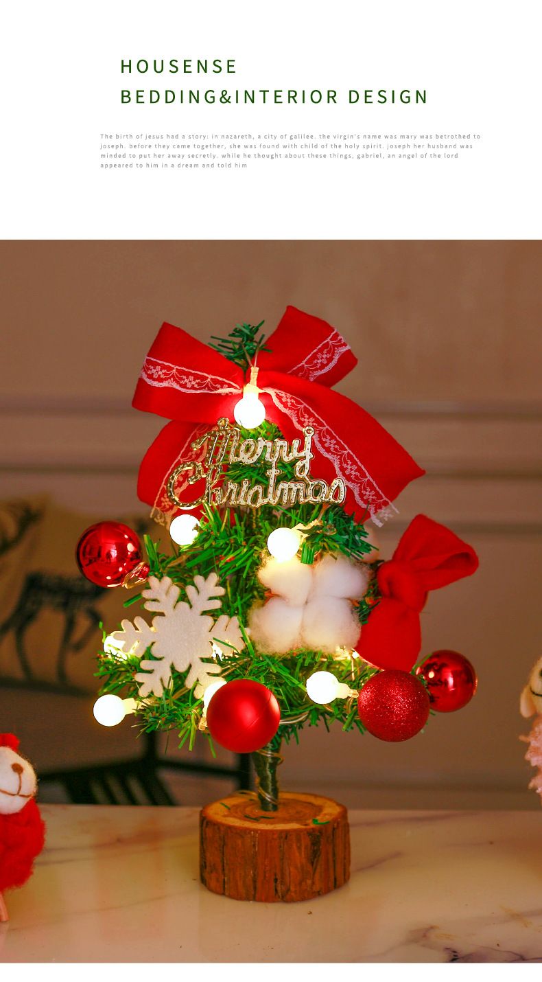 Christmas Tree With Light Desktop Ornaments DIY Material Package Mini Christmas Decorations Gift Table Christmas Stall_voghion.com