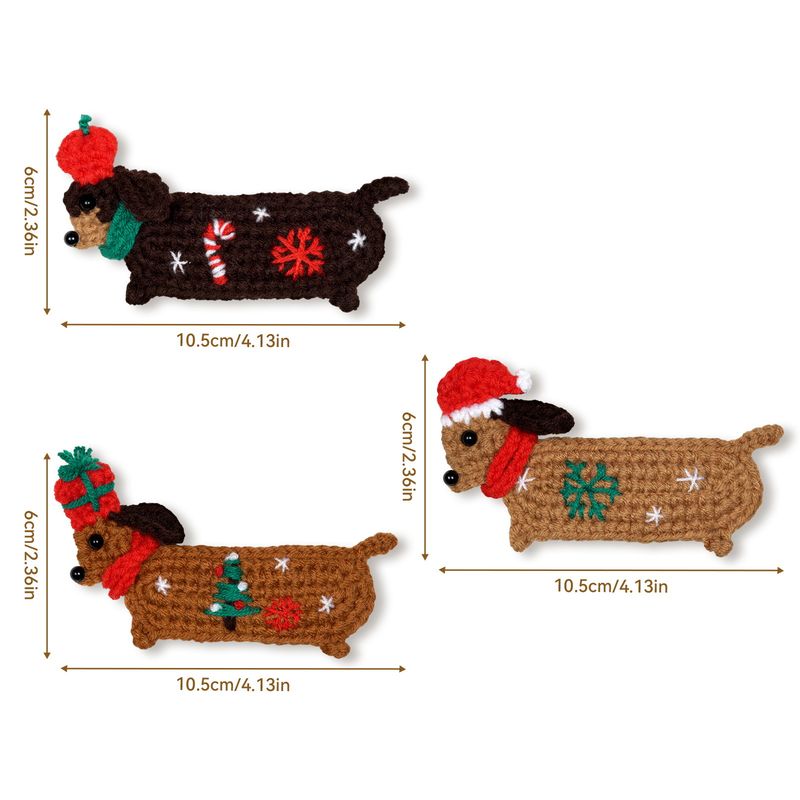 Unisex new crochet kit material package doll Christmas sausage dog hairpin handmade diy weaving Christmas_voghion.com