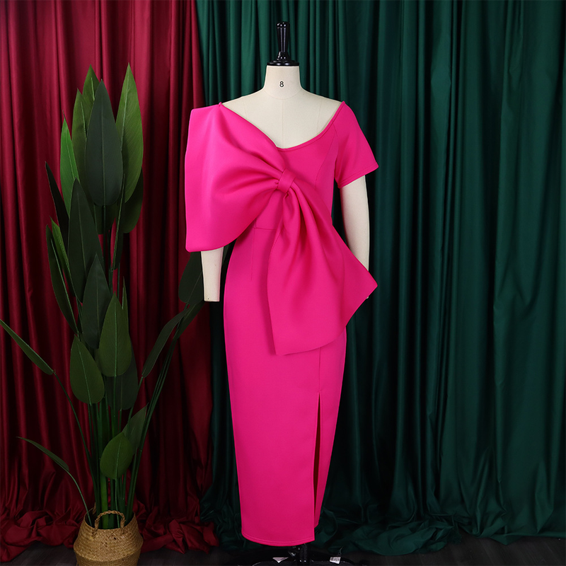 D395 Abito da donna sexy con fiocco grande e diviso in due parti_voghion.com