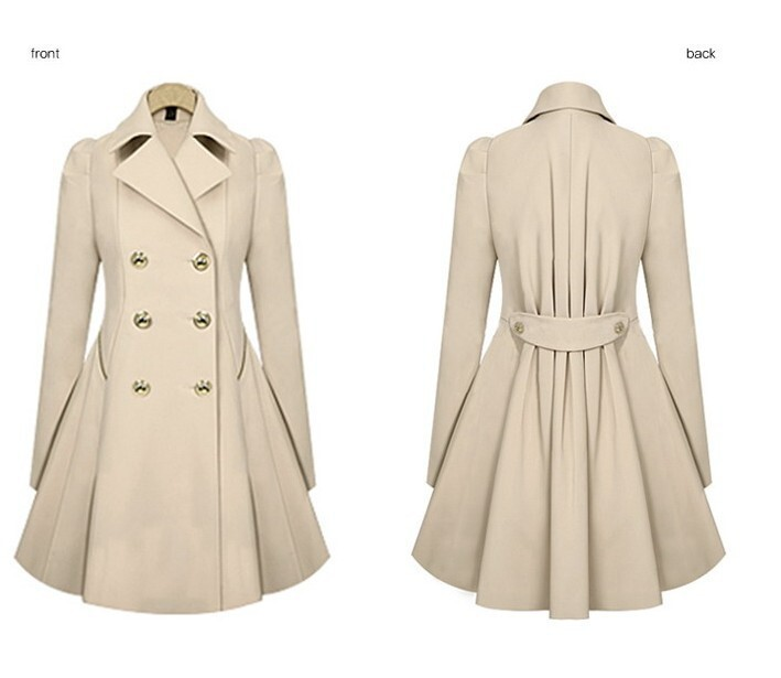 Women's slim-fitting mid-length commuter coats plus size spring and autumn windbreakers_voghion.com