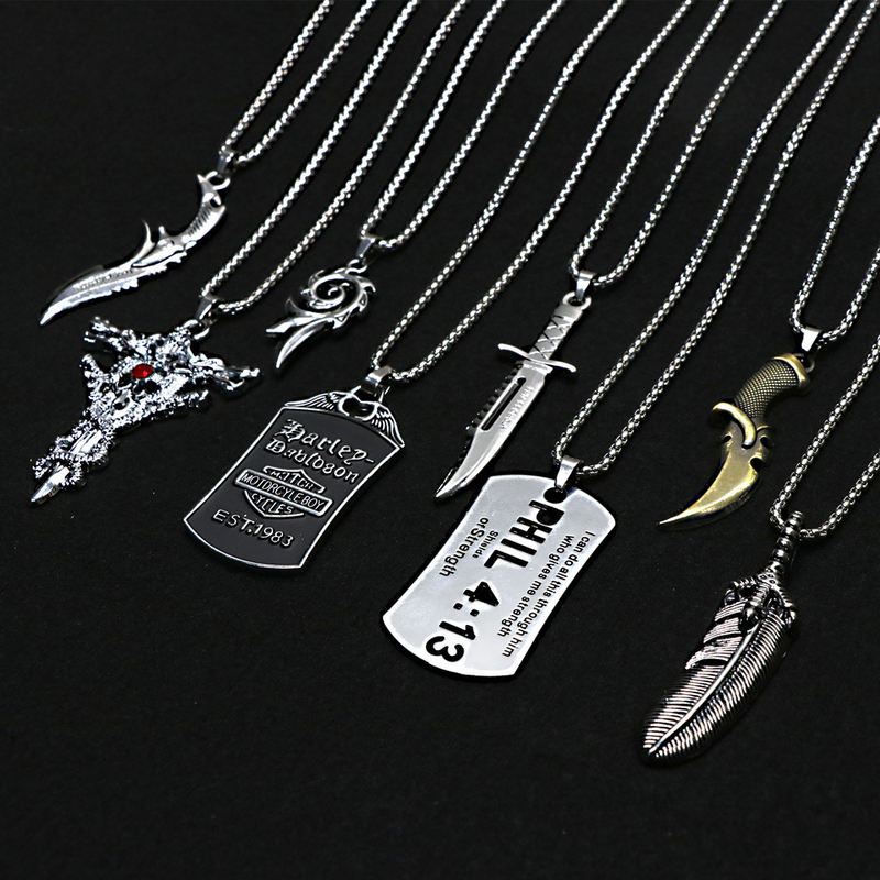 Collana Hip Hop Maglione Catena Coltello Arma Ciondolo scheletro Punk Street Bounce Accessori Merci_voghion.com