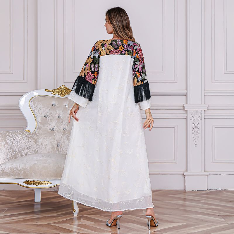 Muslim Embroidered Sequin Women's Dress Abaya New Style Evening Gown_voghion.com