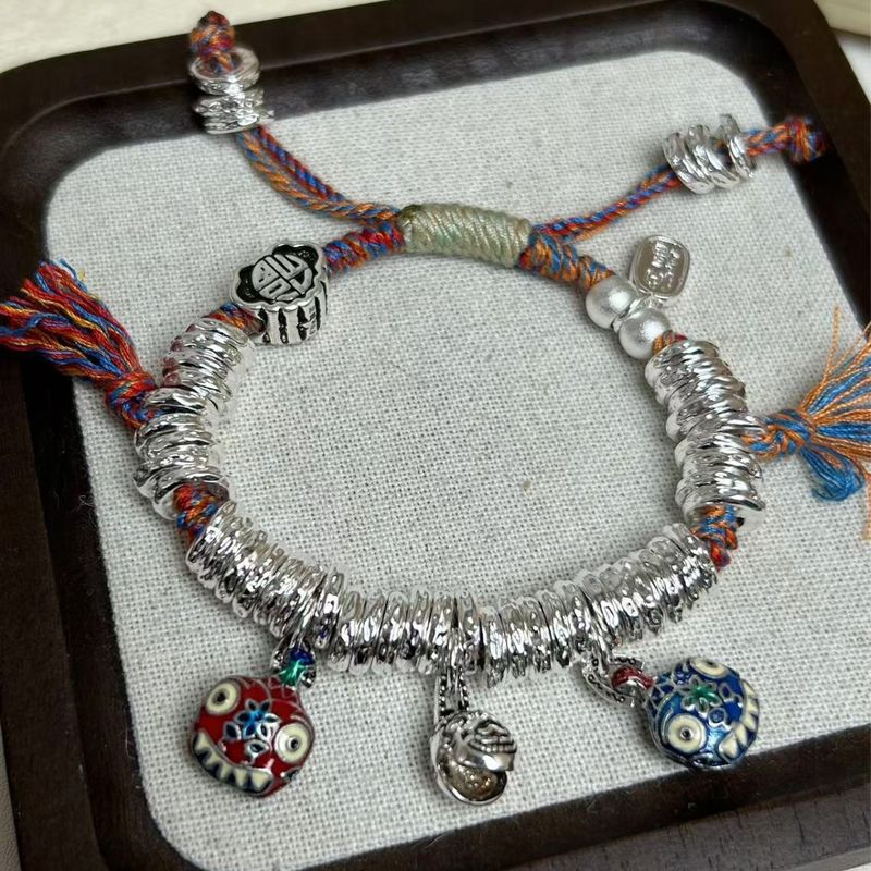 Silver-Plated Blue Solid 999 Pure Silver, Good Luck Wealth-Attracting Bracelet For Men And Women, Niche Design_voghion.com