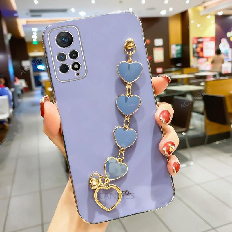 Luxe plating liefdeshart armband kettinghoes voor Xiaomi Redmi Note 11 10 s Pro Plus 5G 2022 bandhoes op Note11 11s Nee_voghion.com