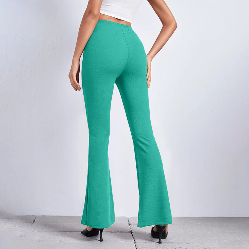 Pantaloni sportivi casual micro elasticizzati da yoga a vita alta elasticizzati in tinta unita da donna_voghion.com