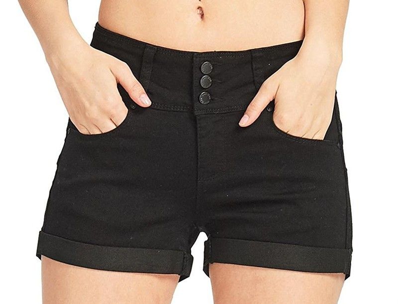Ny stil midja multi-Color Stretch Shorts i jeans_voghion.com